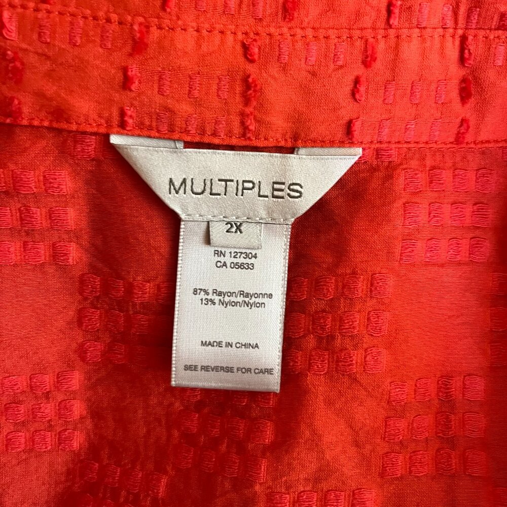 NWT Multiples Plus Size 2X Button-Front Tunic Shi… - image 2